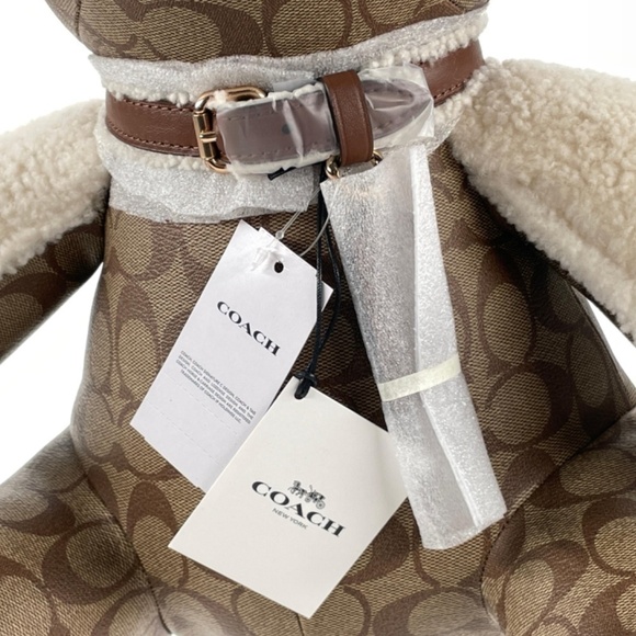 LARGE COACH COLLECTIBLE LEATHER & SHEARLING BEAR IN SIGNATURE CANVAS F75528 - Picture 10 of 12